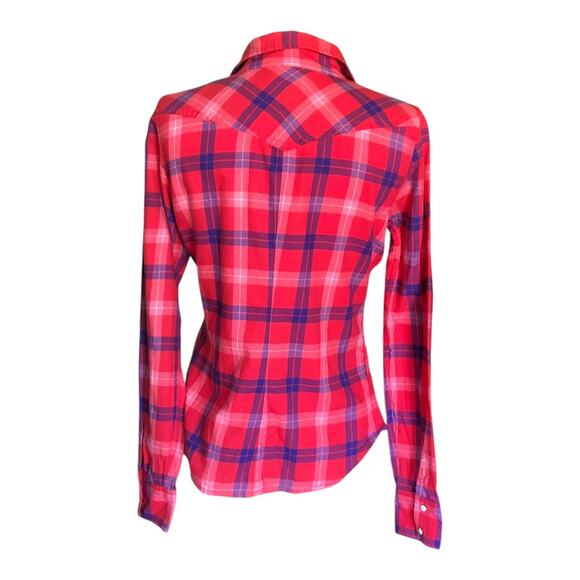 American Eagle Outfitters Plaid Button-Up Long Sleeve Shirt Women's Size Small - Picture 4 of 9